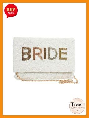 Beaded Clutch Purse Evening Bag with Chain Bridal Wedding Accessory